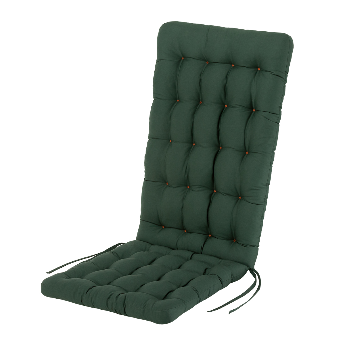 Sitzauflage dunkelgrün für Hochlehner | 8/6 cm dicke Polsterung, wetterfest | mit Bändern zur Befestigung an Gartenstuhl | HAVE A SEAT Living 