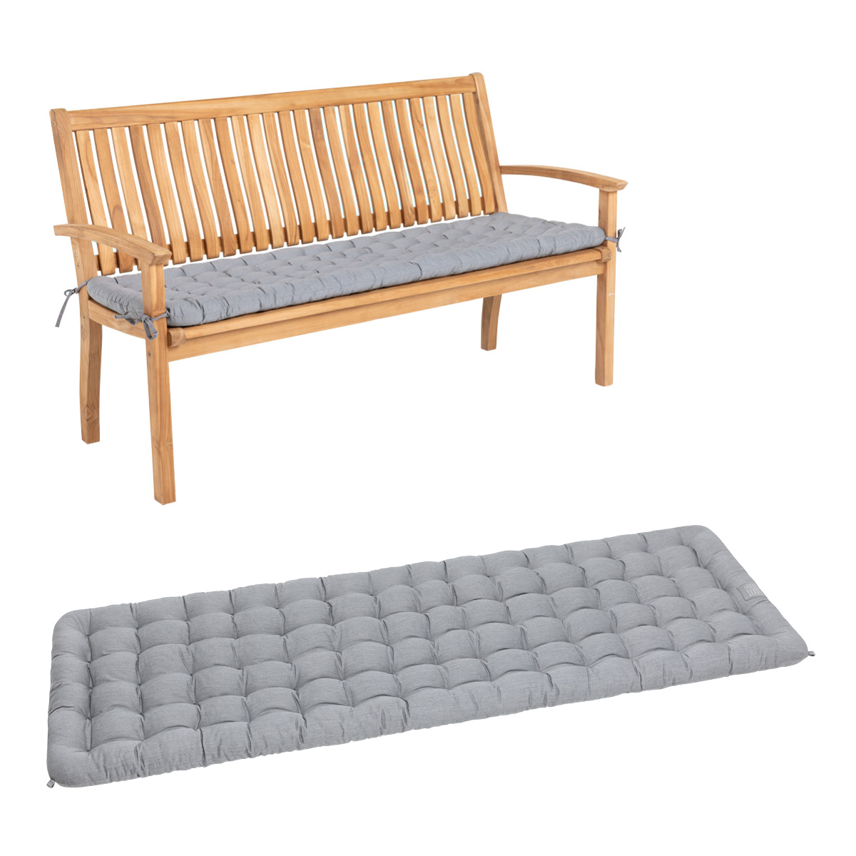 Gartenbank Auflage | Hellgrau | HAVE A SEAT Living HAVE A SEAT Living Gartenbank Auflage Hellgrau | bequemes Sitzpolster, orthopädische gepolsterte Sitzauflage für Gartenbänke / Sitzbänke
