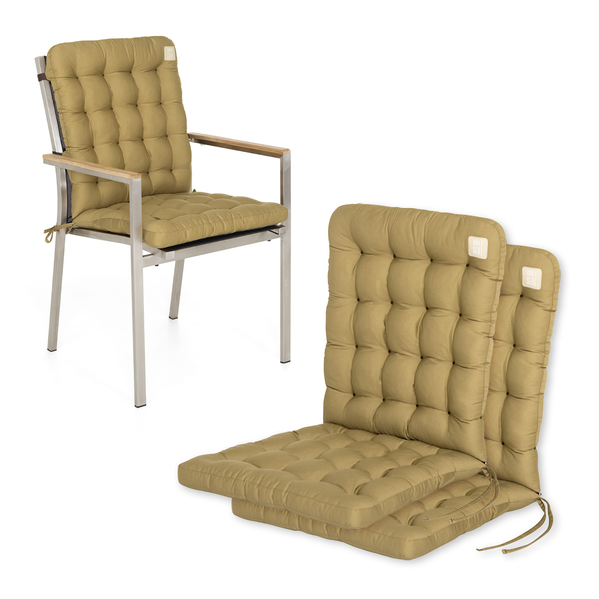 Niedriglehner Auflagen beige | 1 St. | bequemes Sitzpolster, orthopädische gepolsterte Sitzauflage für Stapelstühle / Gartenstühle | HAVE A SEAT Living