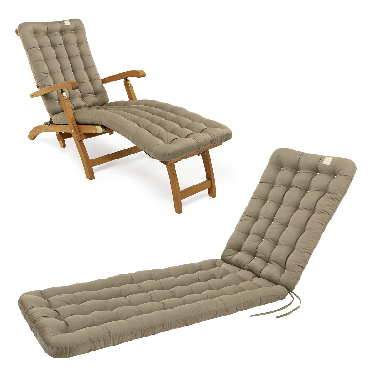 HAVE A SEAT Living | Deckchair Auflage Goldbraun | bequeme, Polsterauflage in hochwertiger Qualität mit Nackenkissen für Liegestuhl
