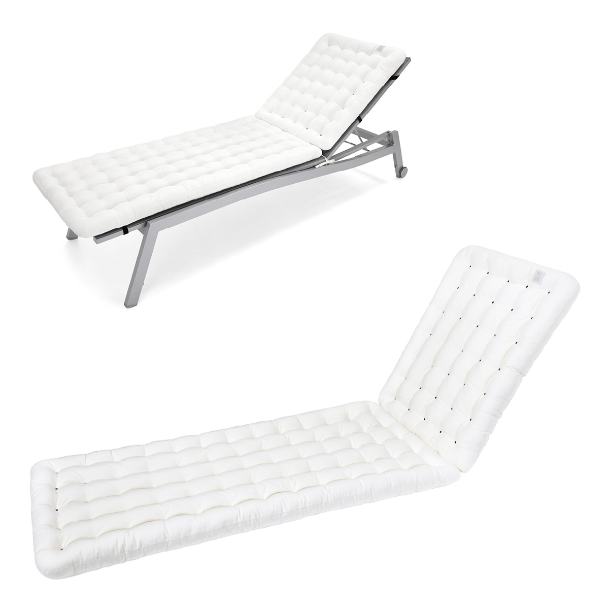 HAVE A SEAT Living Sonnenliege Auflage Weiß | bequeme Polsterauflage, orthopädische, wetterfeste Liegenauflage mit Outdoor Nackenkissen