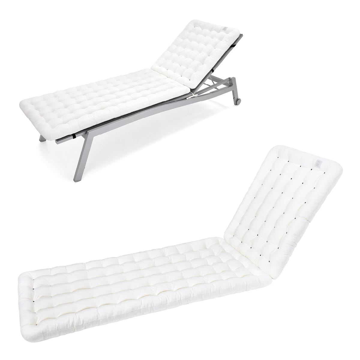 Liegenauflage mit Nackenkissen | Weiß | HAVE A SEAT Living HAVE A SEAT Living Sonnenliege Auflage Weiß | bequeme Polsterauflage, orthopädische, wetterfeste Liegenauflage mit Outdoor Nackenkissen