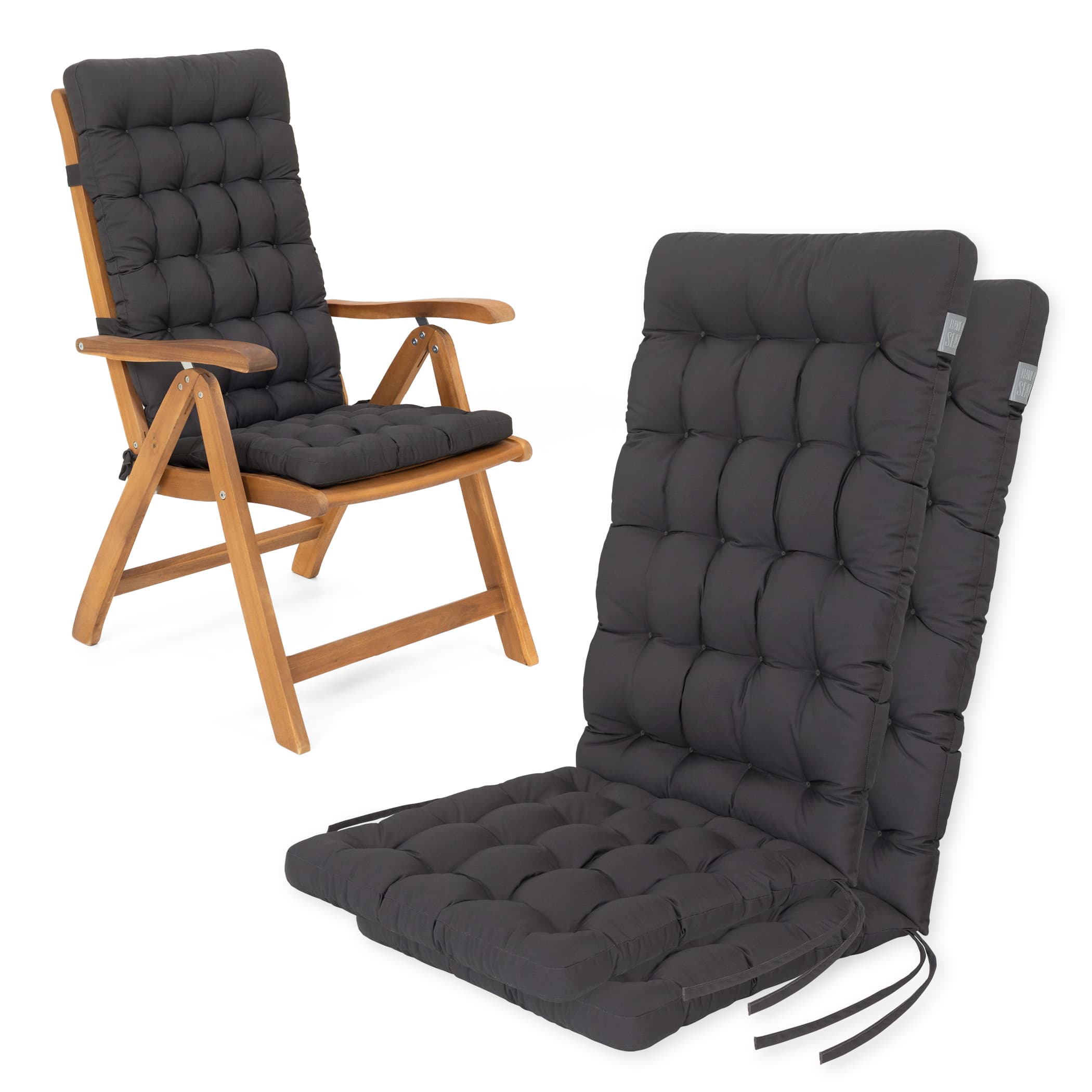 Hochlehner Auflage Luxury | 120x48 cm | Grau / Anthrazit | 2er Set % Hochlehner Auflage Luxury | 120x48 cm | Grau / Anthrazit | 2er Set %