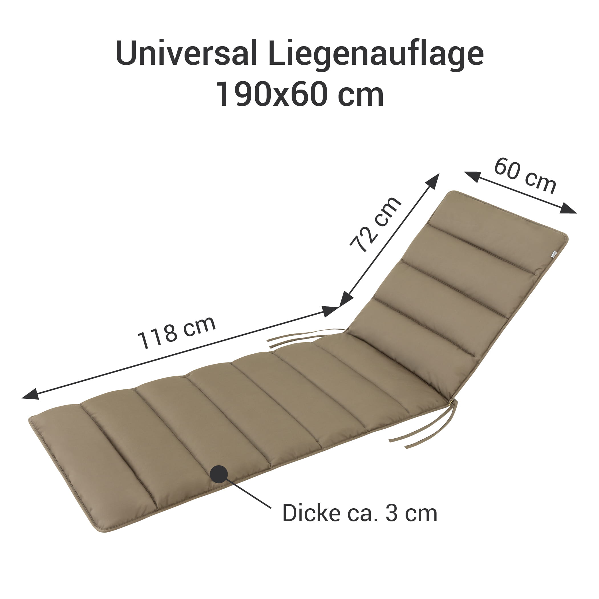 Liegenauflage 190x60 cm wetterfest in Goldbraun – hochwertige Auflage für Sonnenliege oder Gartenliege von HAVE A SEAT Living