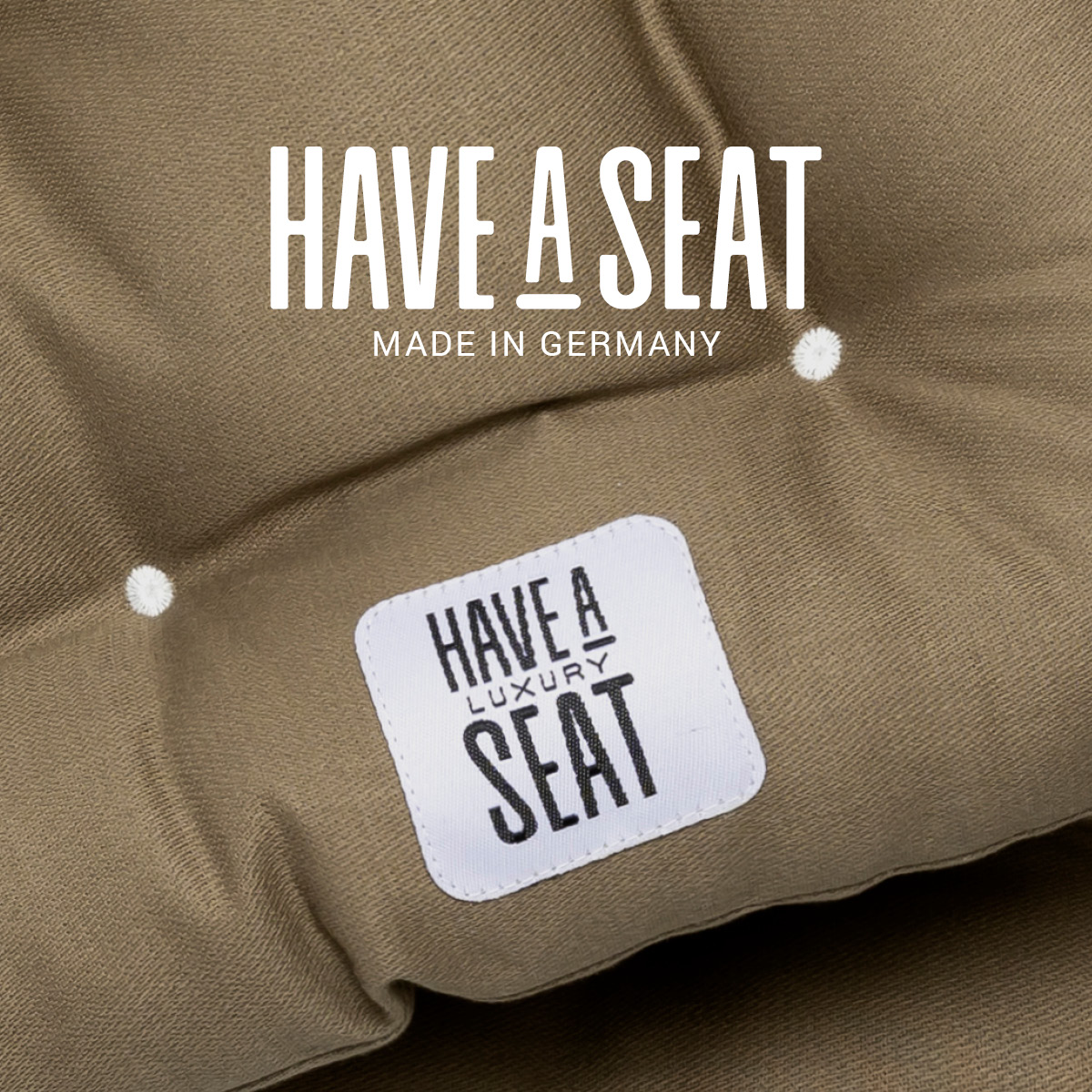 Stuhl Sitzkissen taupe aus hochwertigem, strapazierfähigem Baumwoll-Stoff | wetterfest | Indoor / Outdoor | Made in Germany | HAVE A SEAT Living