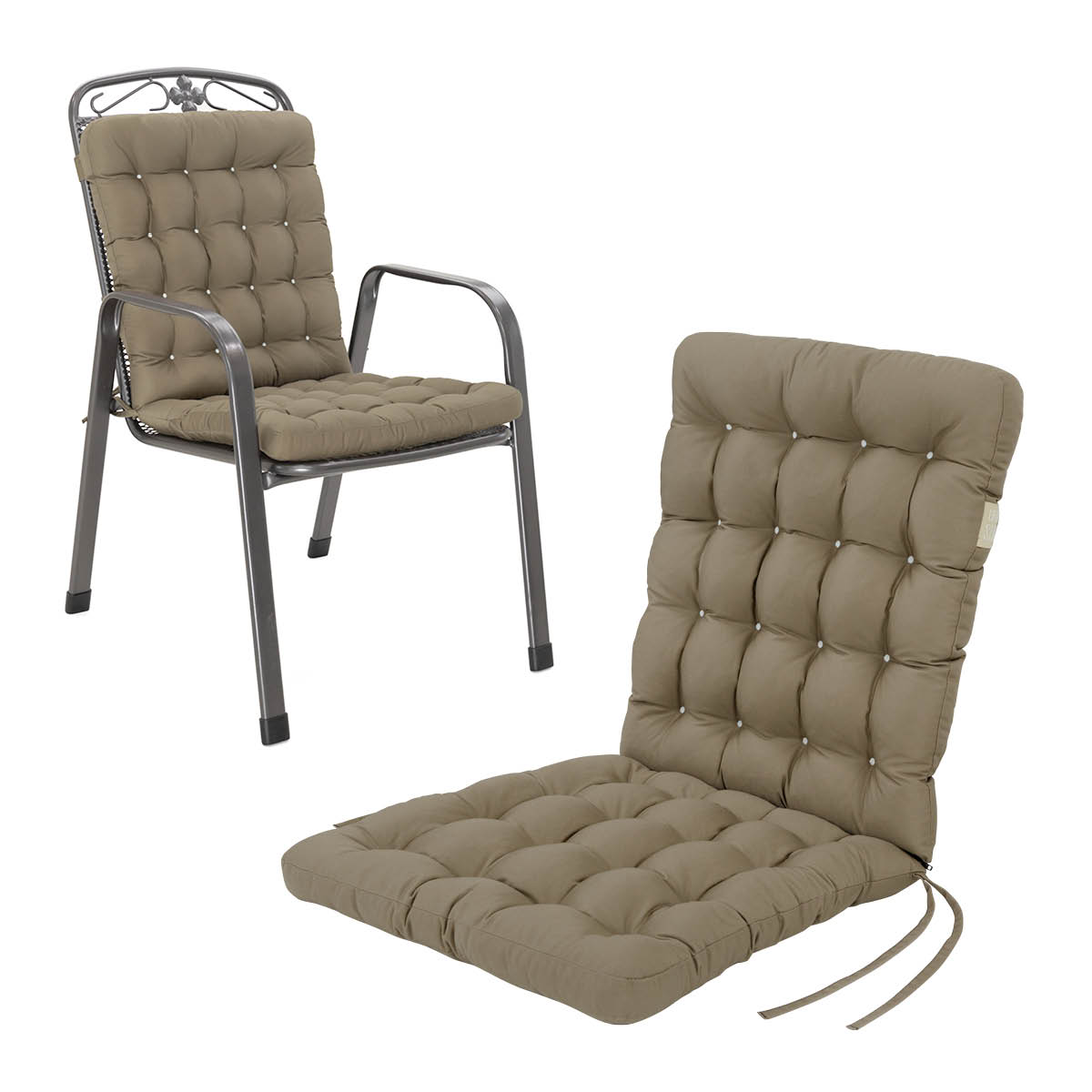 Cuscino per sedia con schienale basso 100x48 cm | Marrone dorato
