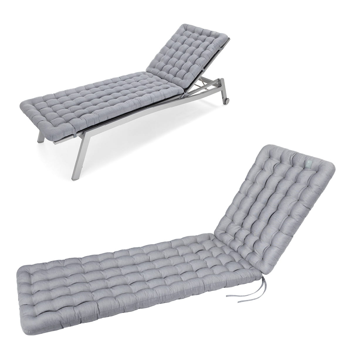 Liegenauflage mit Nackenkissen | Hellgrau | HAVE A SEAT Living HAVE A SEAT Living Sonnenliege Auflage Hellgrau | hochwertige Polsterauflage, ergonomische und wetterfeste Liegenauflage mit Outdoor Nackenkissen