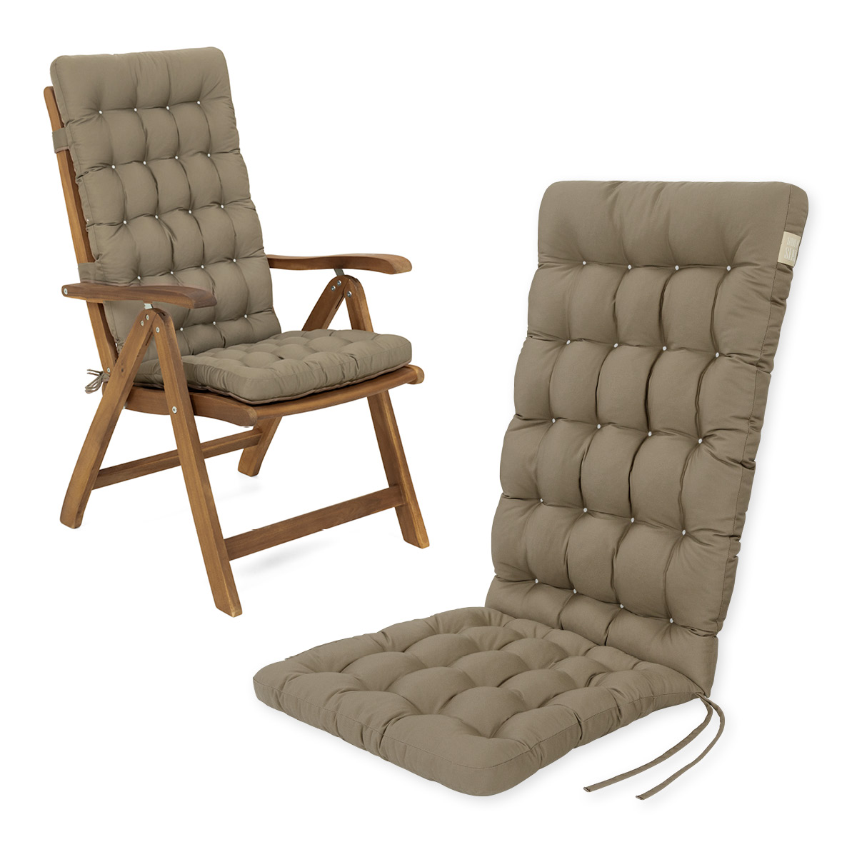 HAVE A SEAT Living Hochlehner Auflagen Goldbraun | bequemes Sitzpolster, orthopädische gepolsterte Sitzauflage für Hochlehner Gartenstühle