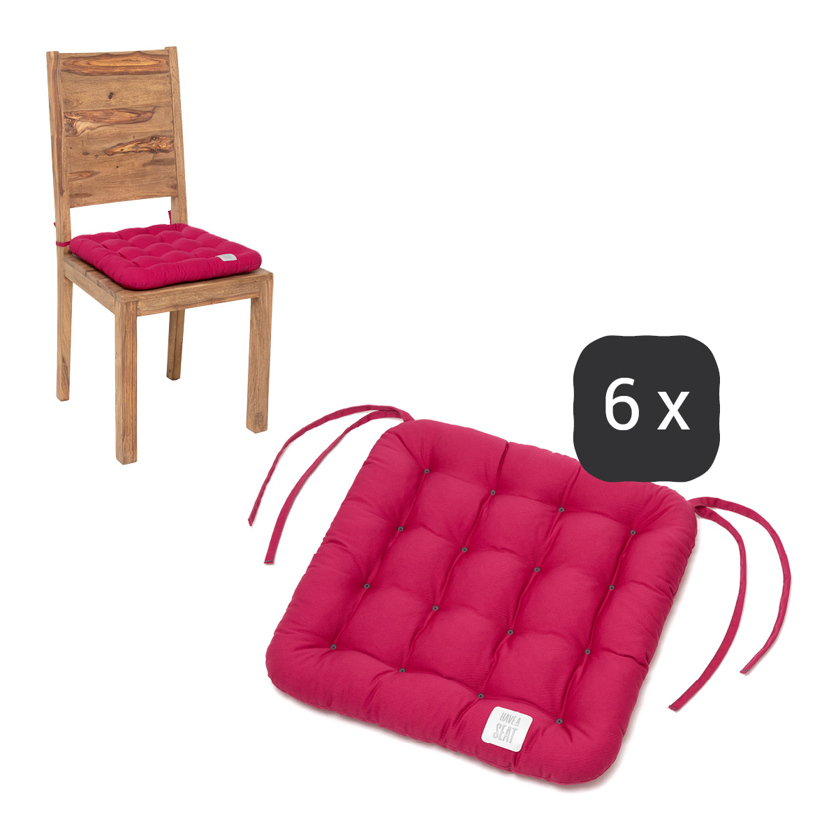 Stuhlkissen 40x40 cm | Hot-Pink | 6er Set %