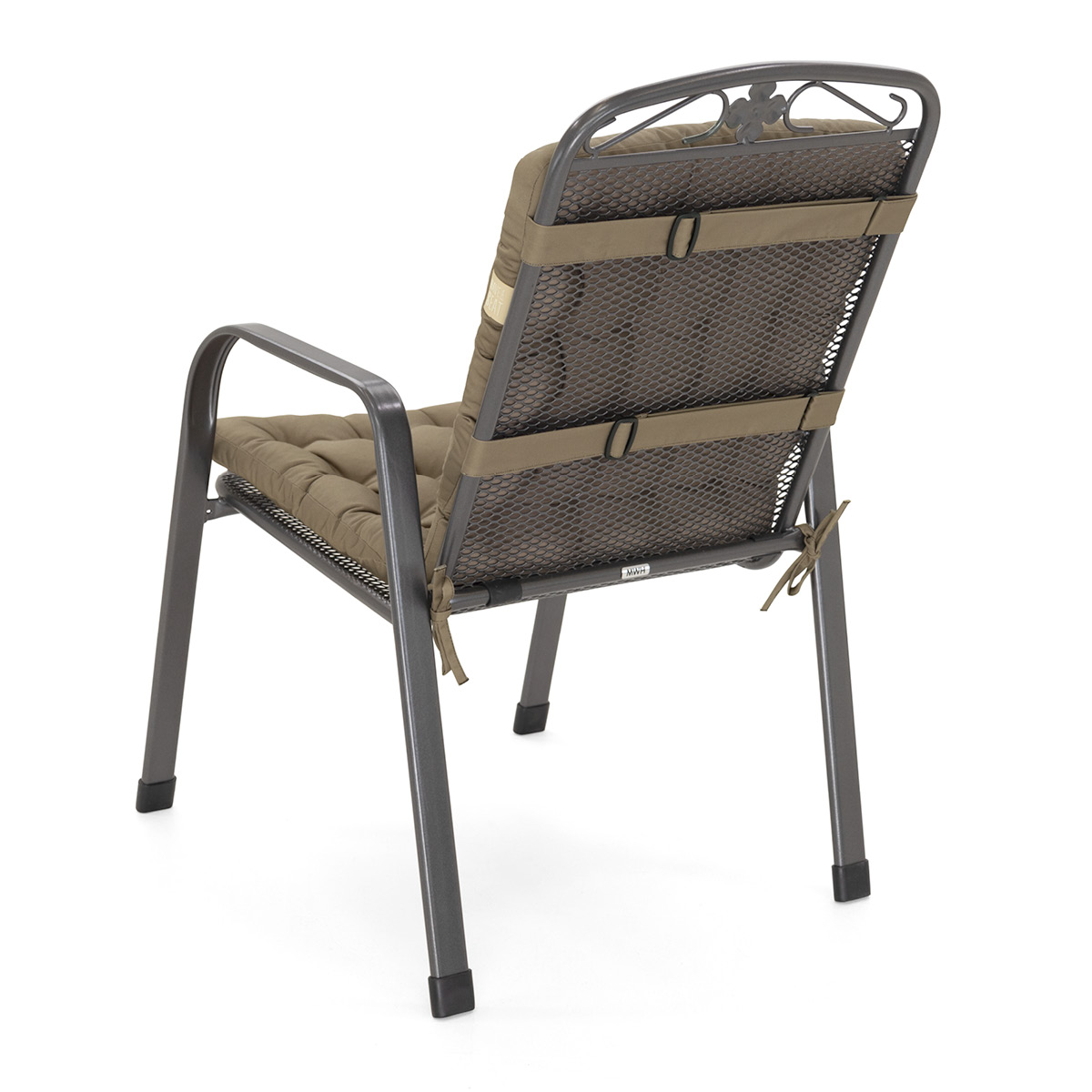 Sitzkissen mit Rückenlehne goldbraun | dicke Polsterung mit Schleifen und Bänder zur Befestigung an Gartenstuhl / Stapelstuhl | HAVE A SEAT Living 