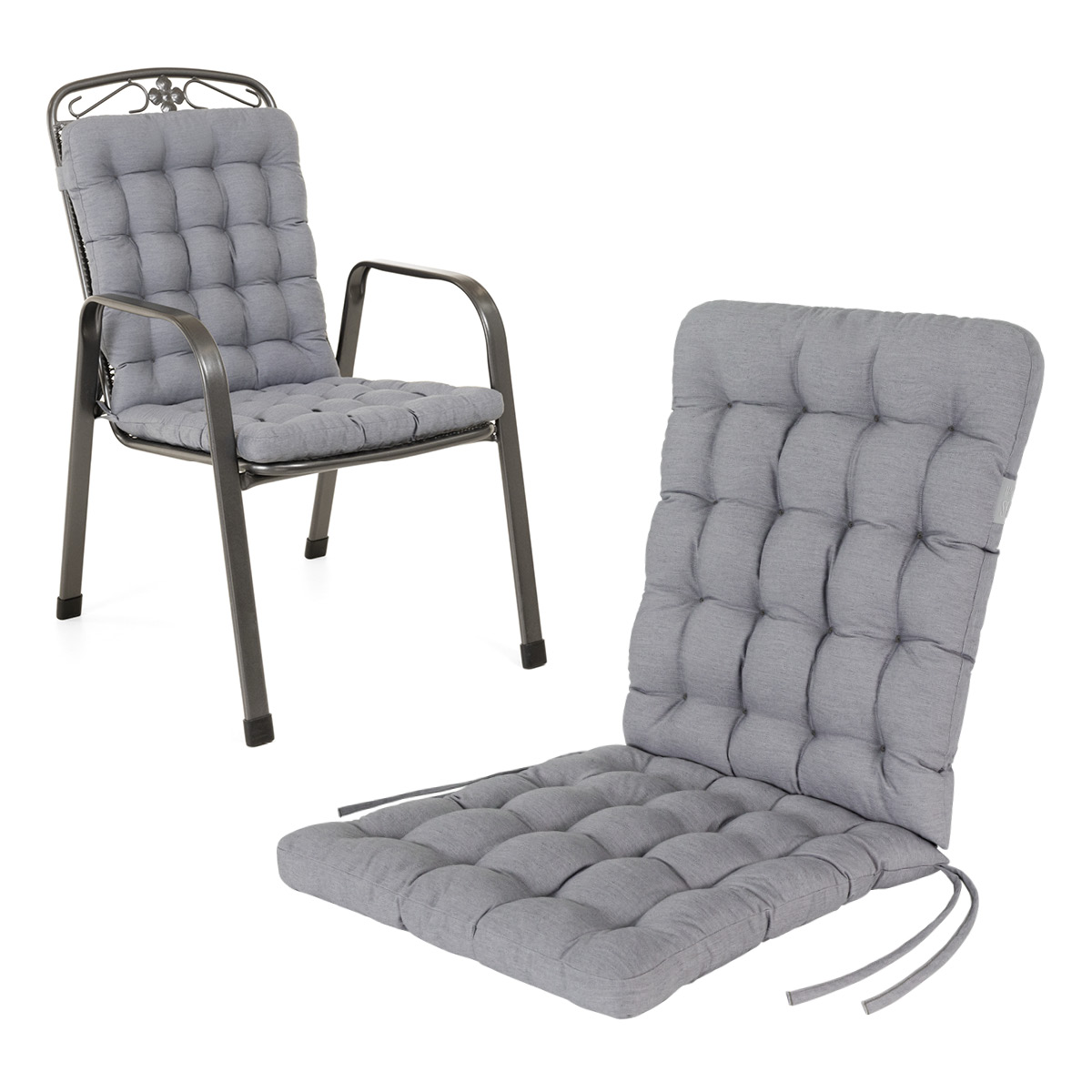 Cuscino per sedia con schienale basso 100x48 cm | Grigio chiaro