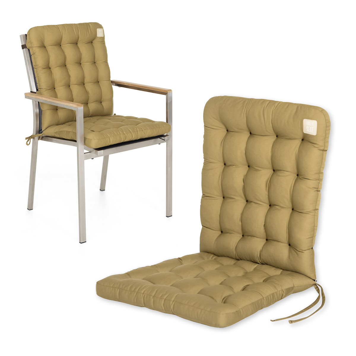 HAVE A SEAT Living Niedriglehner Auflagen Beige | bequemes Sitzpolster, orthopädische gepolsterte Sitzauflage für  Gartenstühle / Stapelstühle