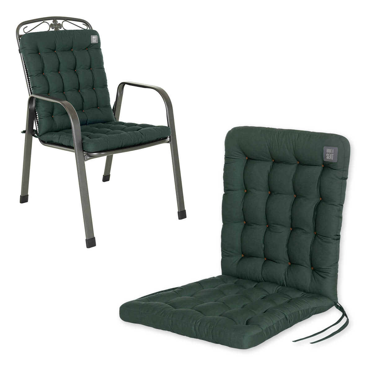 Cuscino per sedia con schienale basso 100x48 cm | Verde muschio