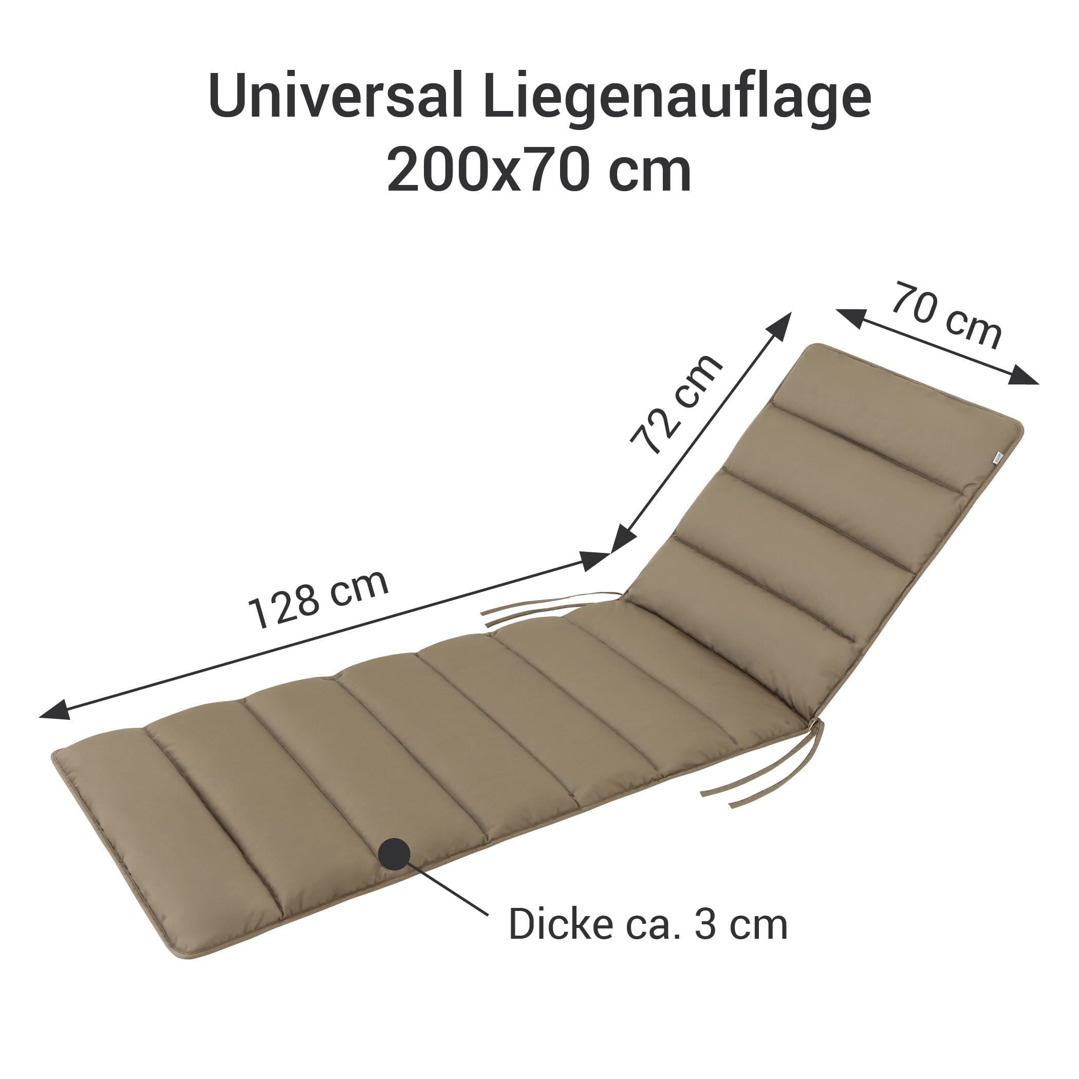 Liegenauflage 200x70 cm wetterfest in Goldbraun – hochwertige Auflage für Sonnenliege oder Gartenliege von HAVE A SEAT Living
