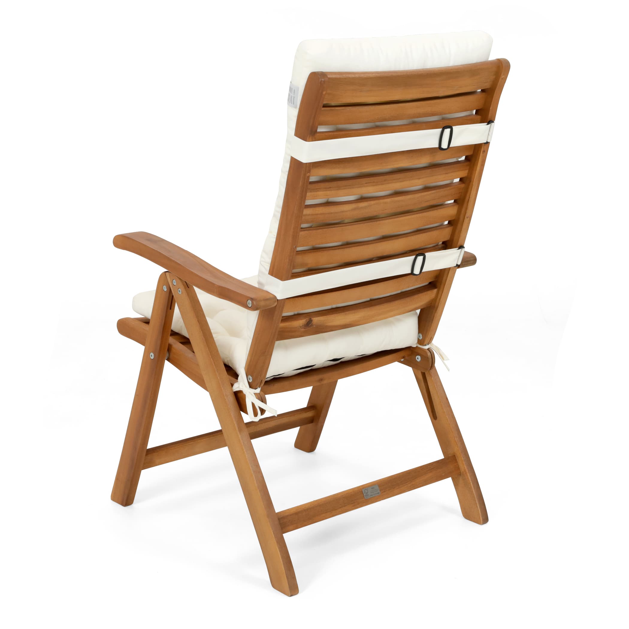 Gartenstuhl Sitzauflage Hochlehner | Weiß | HAVE A SEAT Living Sitzauflage Hochlehner für moderne Alu-Hochlehner-Gartenstühle | hochwertige Sitzauflagen weiß mit Befestigungsbändern | HAVE A SEAT Living