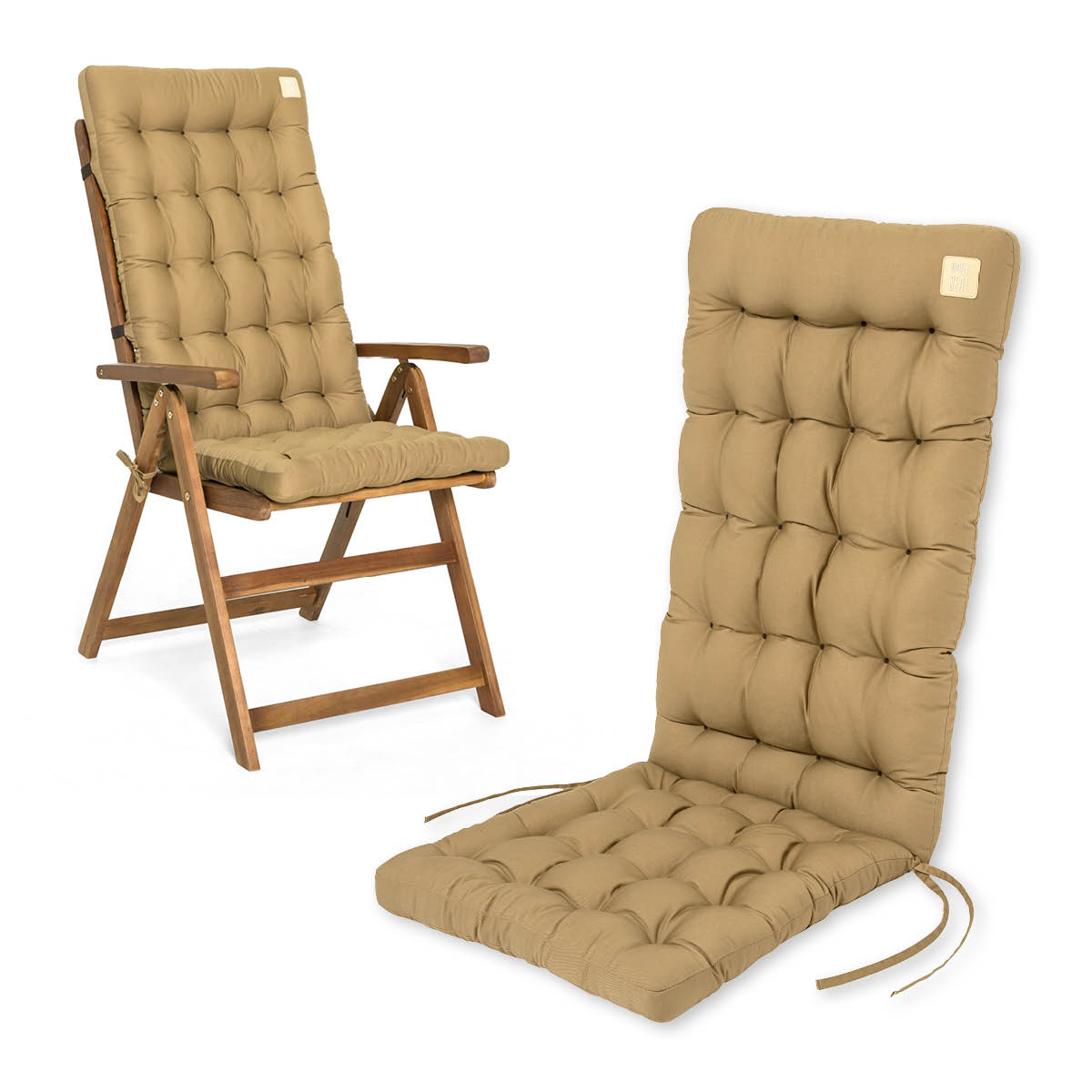 Cuscino per sedie con schienale alto 120x48cm | Beige