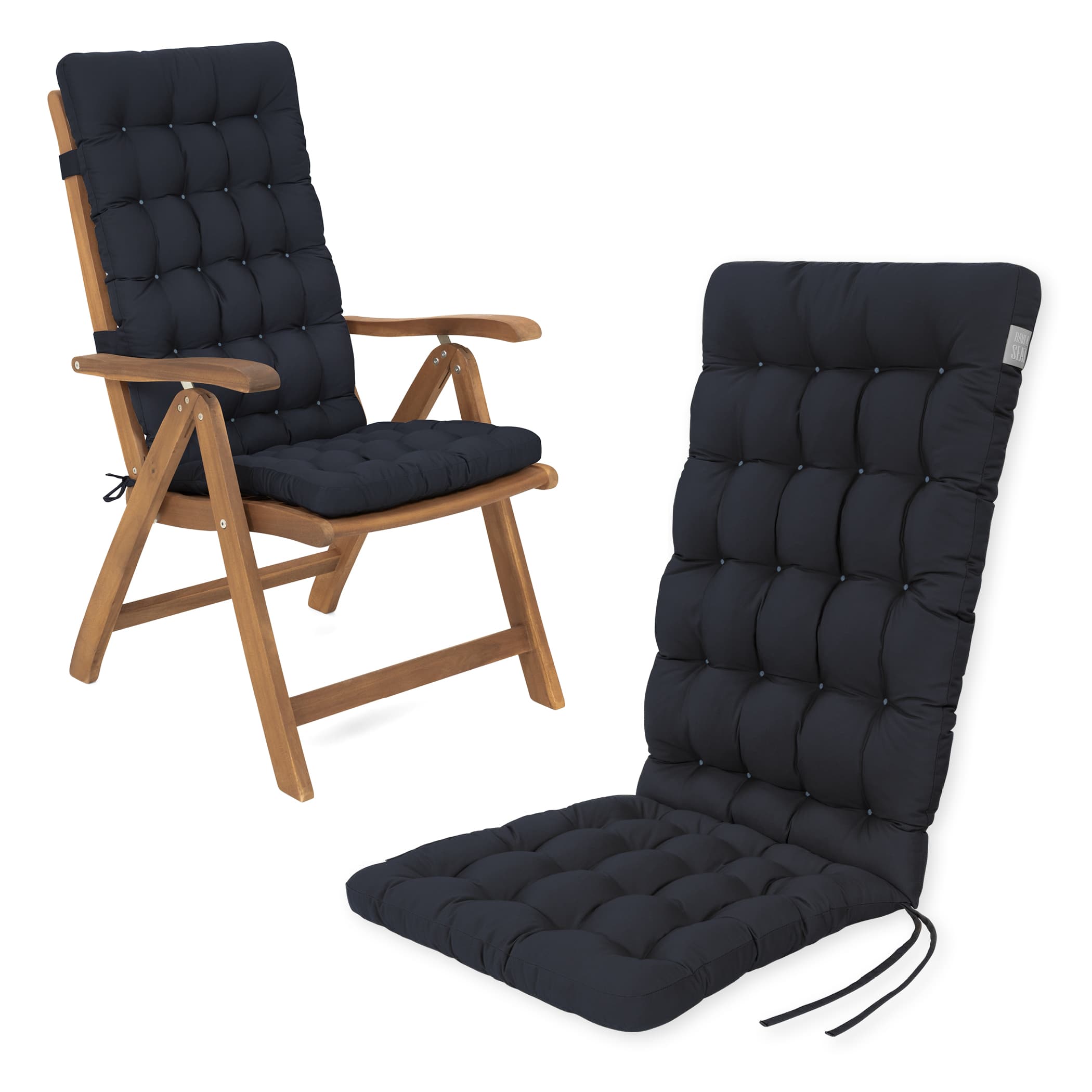 Hochlehner Auflagen | Marine-Blau | HAVE A SEAT Living HAVE A SEAT Living Hochlehner Auflagen Marine-Blau | bequemes Sitzpolster, orthopädische gepolsterte Sitzauflage für Hochlehner Gartenstühle