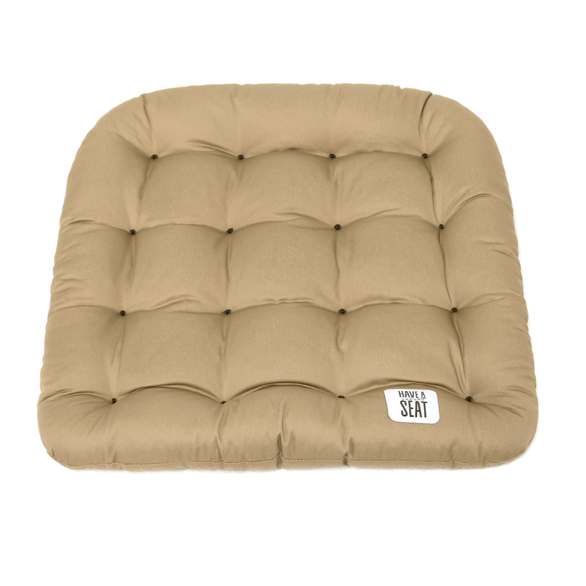Gepolstertes Stuhlkissen / Matratzenkissen 48x46 cm mit Thermo-Komfortpolsterung, Baumwoll-Mischgewebe beige / taupe | HAVE A SEAT Living