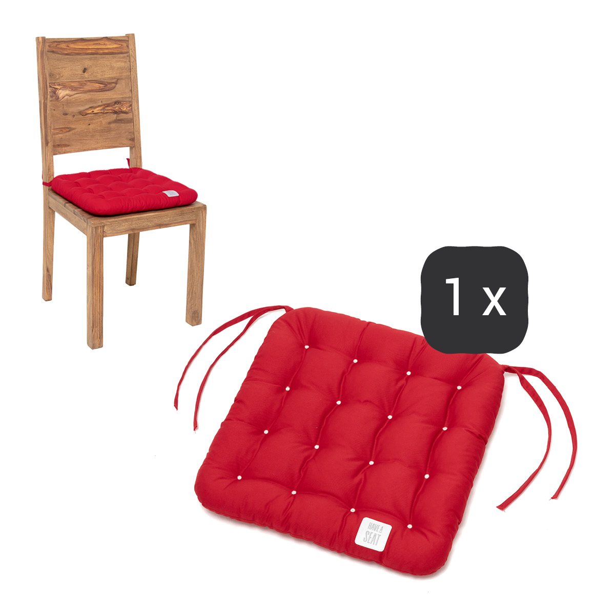 Stuhlkissen 40 x 40 cm | Rot | 1 St. | Premium-Sitzkomfort | Indoor / Outdoor | waschbar bis 95°C | HAVE A SEAT Living