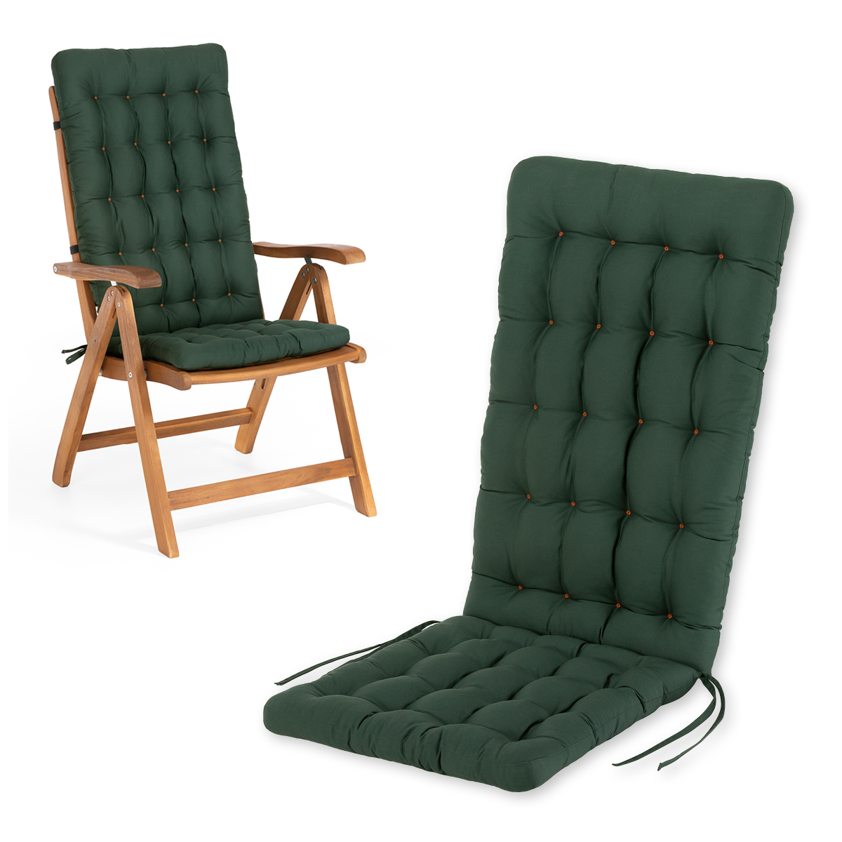 HAVE A SEAT Living Hochlehner Auflagen Moosgrün | bequemes Sitzpolster, orthopädische gepolsterte Sitzauflage für Hochlehner Gartenstühle