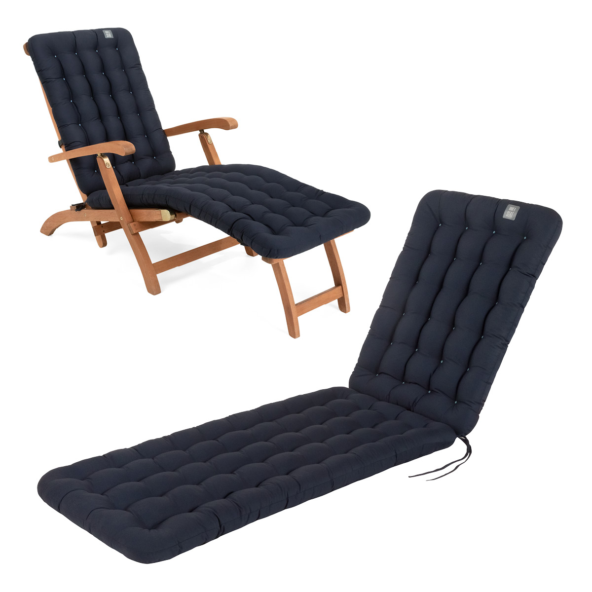 Deckchair Polsterauflage | Marine-Blau HAVE A SEAT Living | Deckchair Auflage Marine-Blau | bequeme, Polsterauflage in hochwertiger Qualität mit Nackenkissen für Liegestuhl