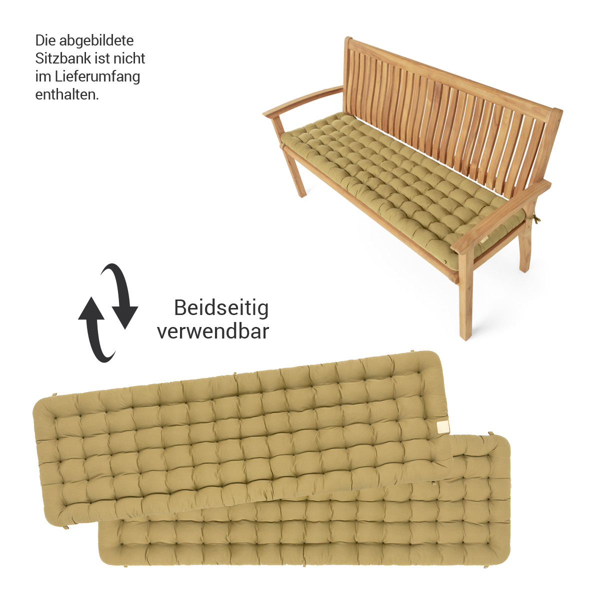 Gartenbank Sitzauflage | Beige | HAVE A SEAT Living HAVE A SEAT Living Gartenbank Auflage Beige | beidseitig verwendbar, die abgebildete Gartenbank ist nicht im Lieferumfang enthalten
