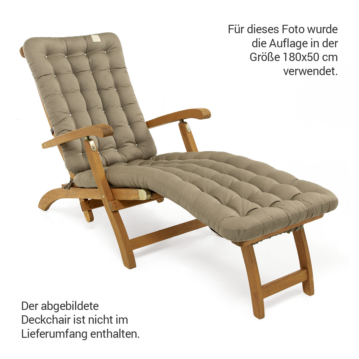 Gepolsterte Sitzauflage für Deckchair auf Liegestuhl  mit Thermo-Komfortpolsterung, Baumwoll-Mischgewebe Goldbraun | HAVE A SEAT Living
