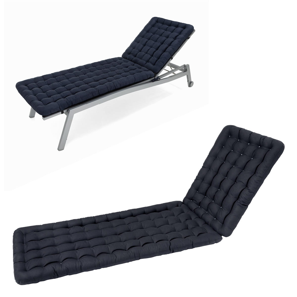 Liegenauflage mit Nackenkissen | Marine-Blau | HAVE A SEAT Living HAVE A SEAT Living Sonnenliege Auflage Marine-Blau | bequeme Polsterauflage, orthopädische, wetterfeste Liegenauflage mit Outdoor Nackenkissen