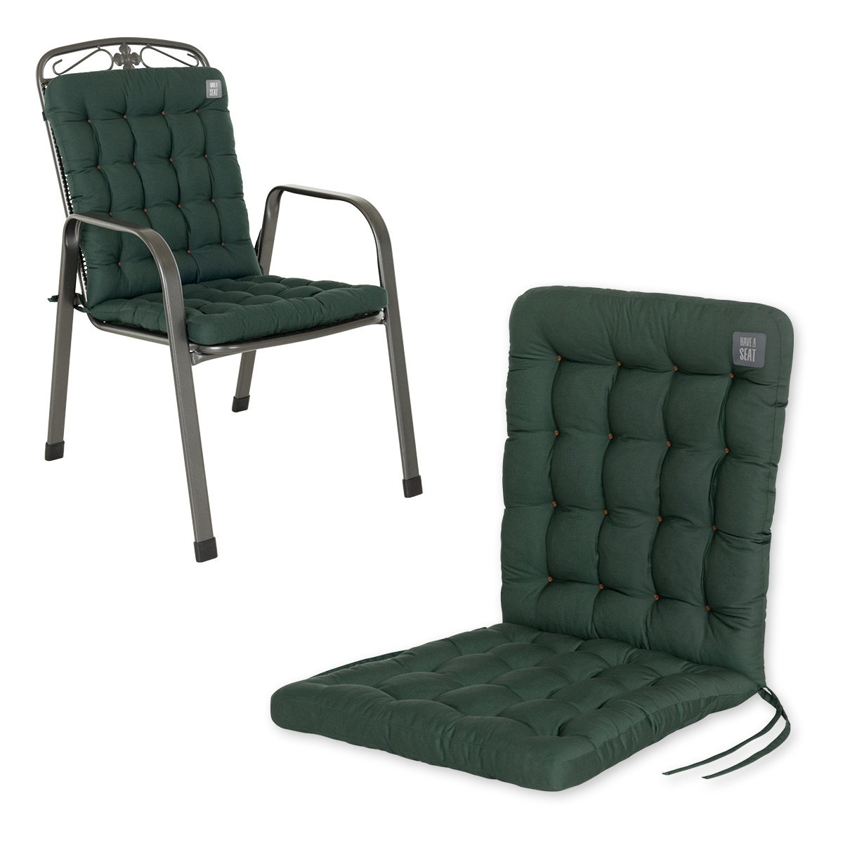 HAVE A SEAT Living Niedriglehner Auflagen Moosgrün | bequemes Sitzpolster, orthopädische gepolsterte Sitzauflage für  Gartenstühle / Stapelstühle