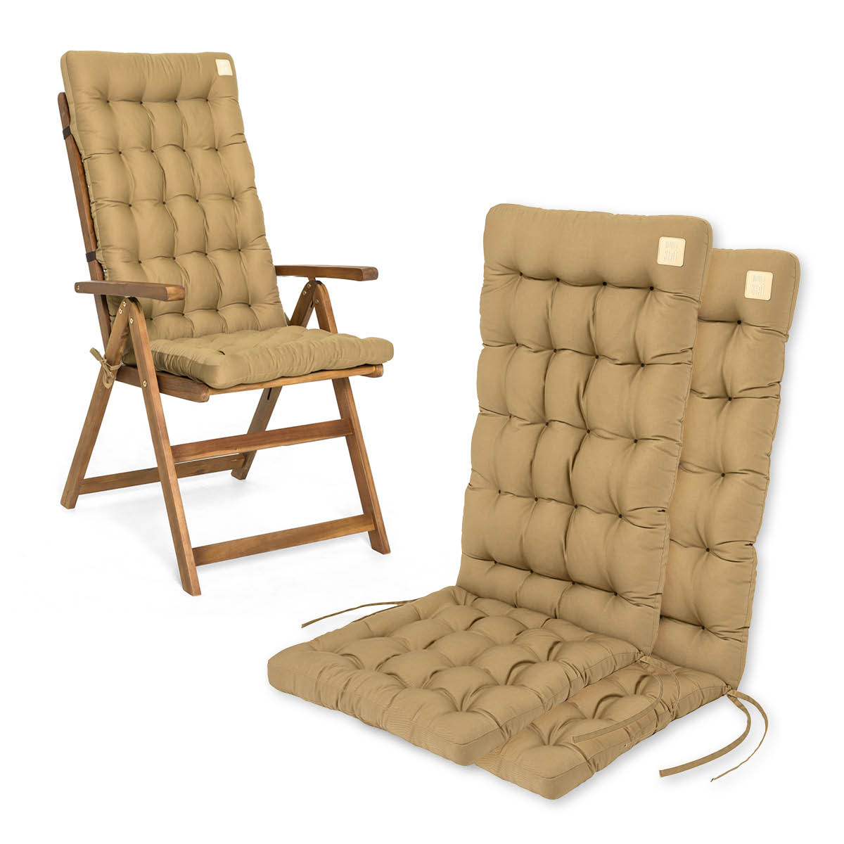 Cuscino per sedie con schienale alto 120x48cm | Beige | Set da 2 %