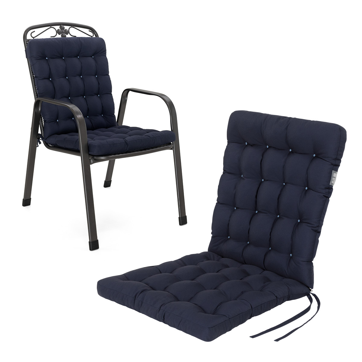 HAVE A SEAT Living Niedriglehner Auflagen Marine-Blau | bequemes Sitzpolster, orthopädische gepolsterte Sitzauflage für  Gartenstühle / Stapelstühle