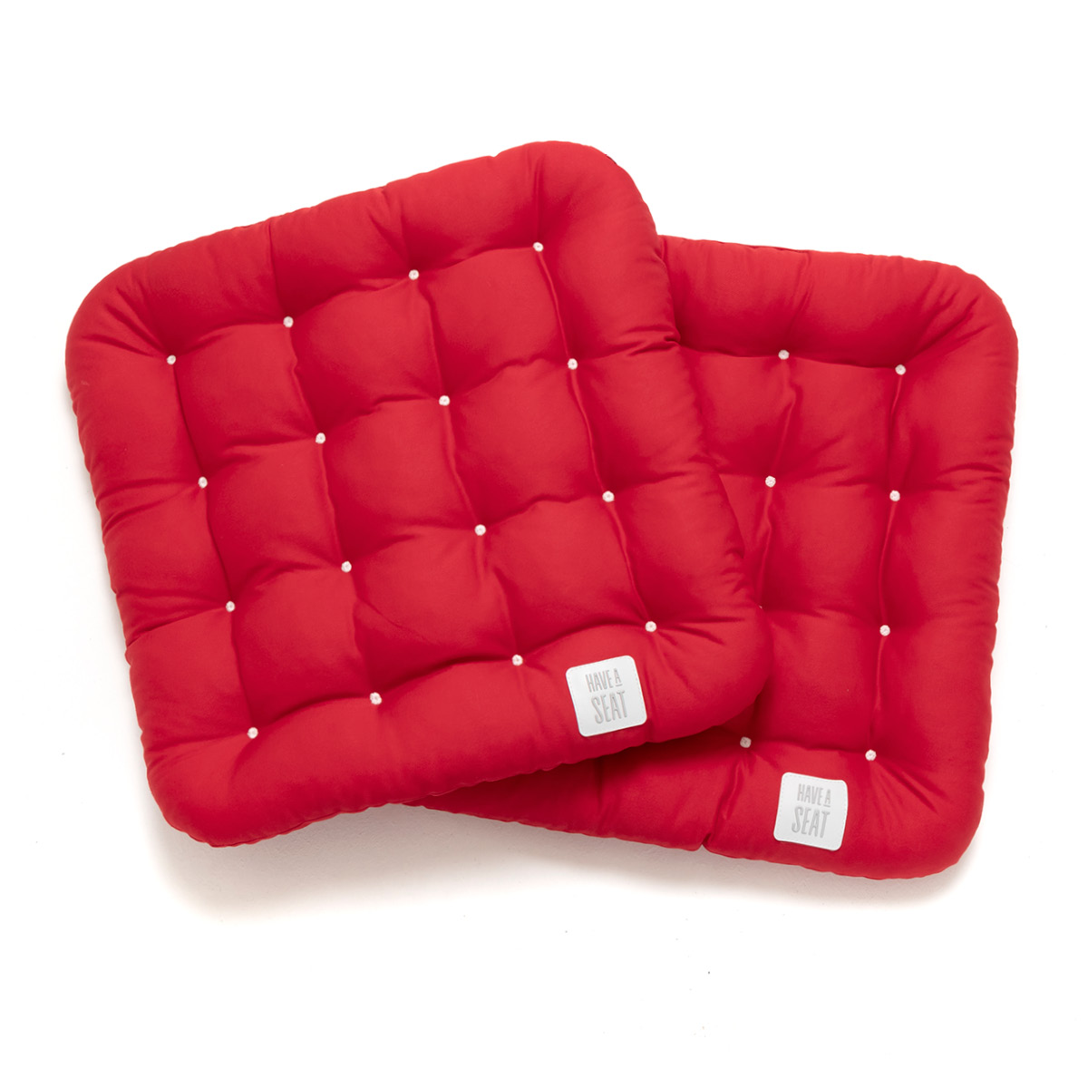 Stuhlkissen-Set (2 Sitzkissen) eckig zum Binden | Rot | mit bequemer, orthopädischer Thermo-Polsterung | wetterfest | HAVE A SEAT Living