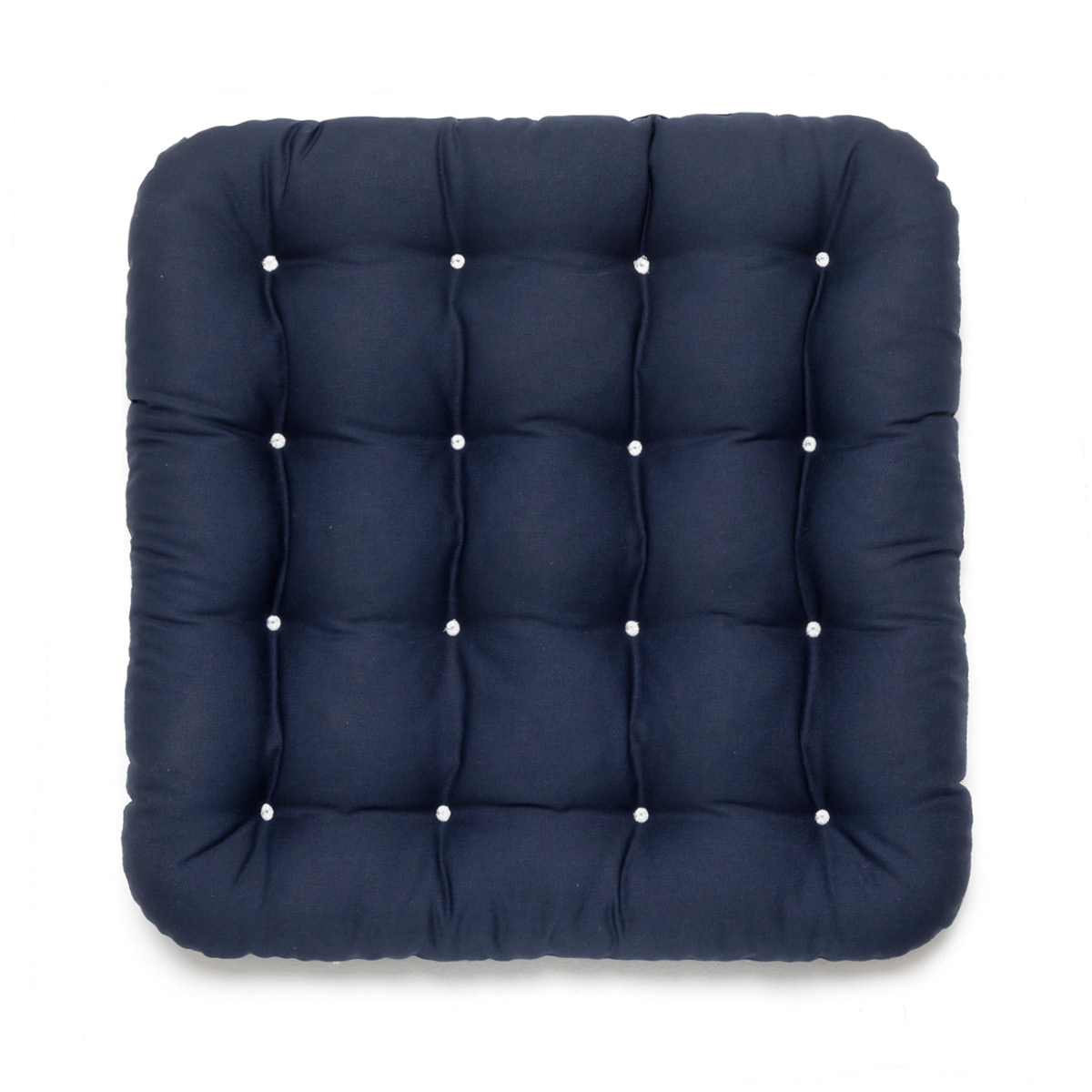 Hochwertiges Stuhlkissen 40x40 blau, Allergiker geeignet aus hautfreundlichem Baumwollstoff, gepolstert mit weißen Riegeln | HAVE A SEAT Living