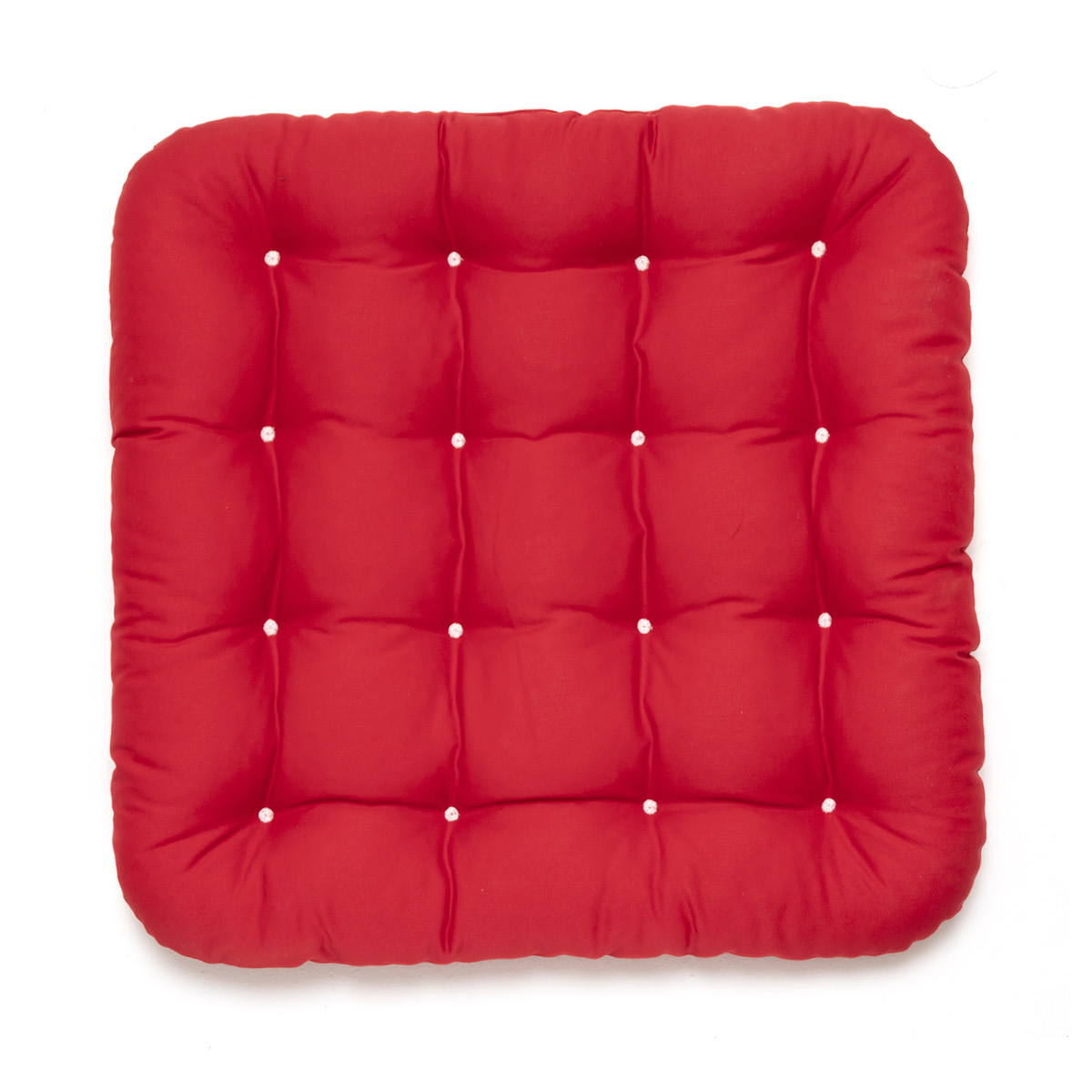 Hochwertiges Stuhlkissen 40x40 rot, Allergiker geeignet aus hautfreundlichem Baumwollstoff, gepolstert mit weissen Riegeln | HAVE A SEAT Living