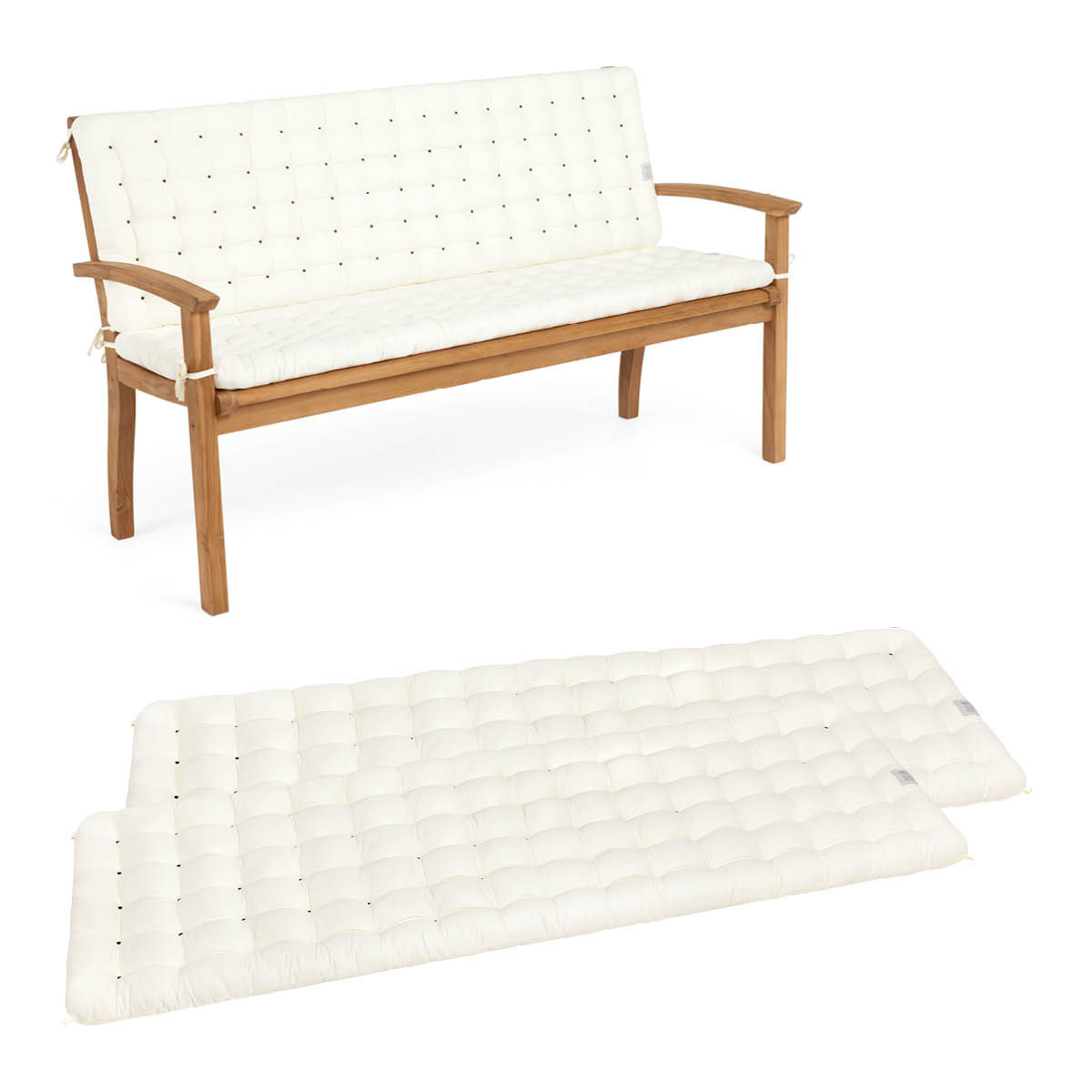 Cuscino per panca da giardino con schienale | Bianco Cuscino per panca da giardino con schienale | Bianco