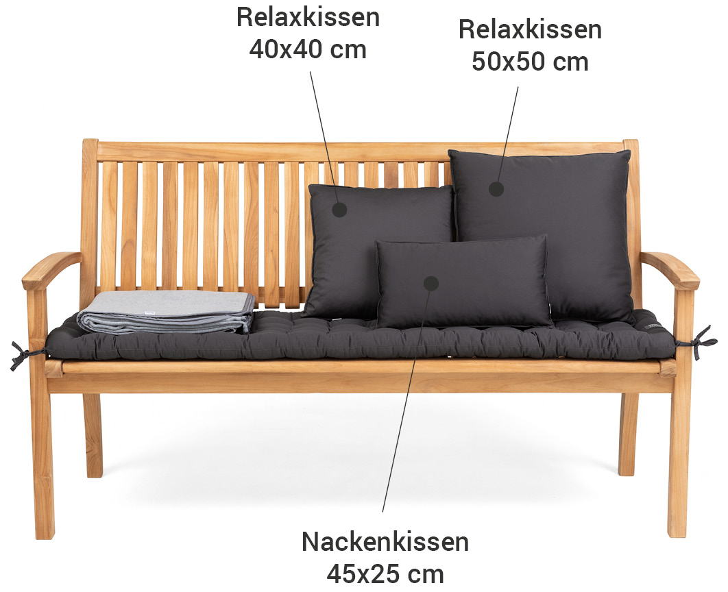 HAVE A SEAT Living | Image - Outdoorkissen / Relaxkissen / Nackenkissen auf Gartenbank | komplett waschbar bis 95° C | wetterfest | Made in Germany